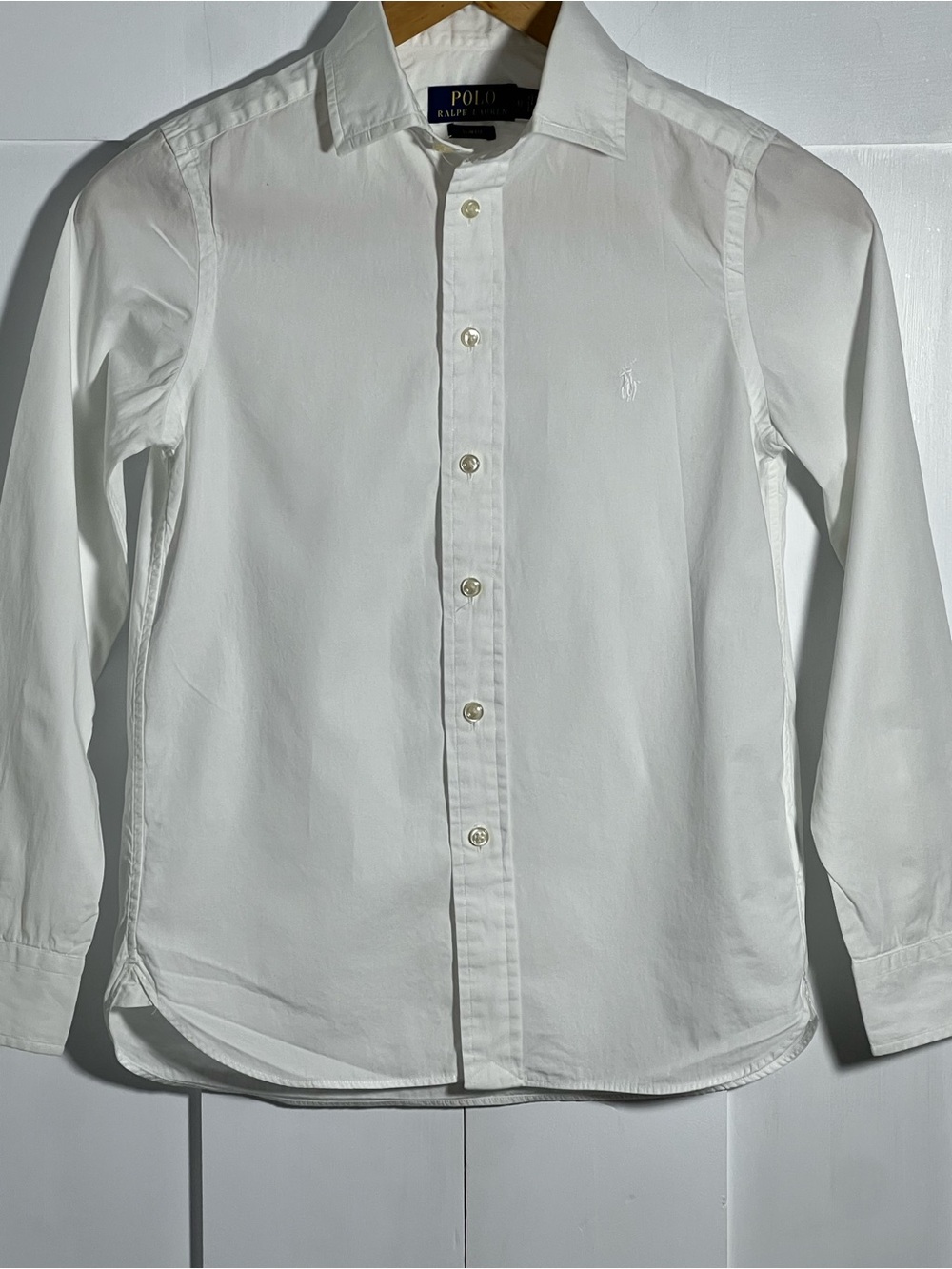 Polo Ralph Lauren White Button Down Shirt Boys Size 12 Slim Fit